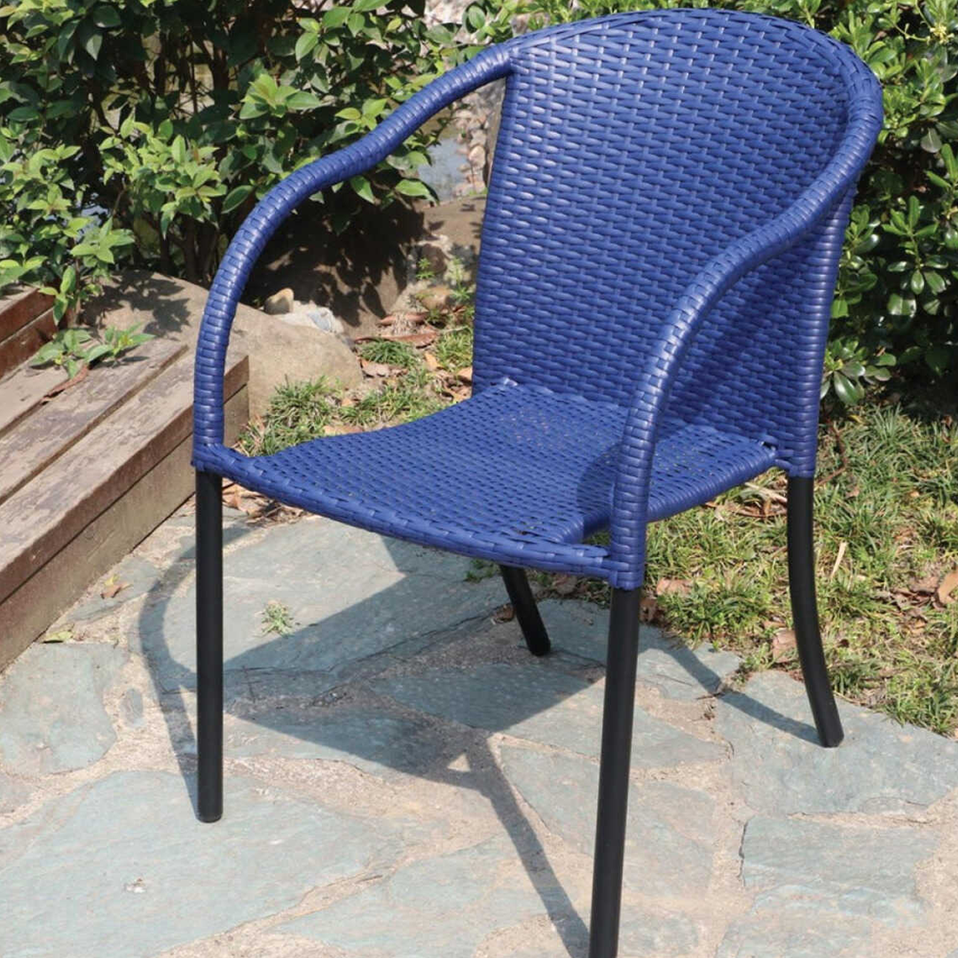 Blue Wicker Stack Chair