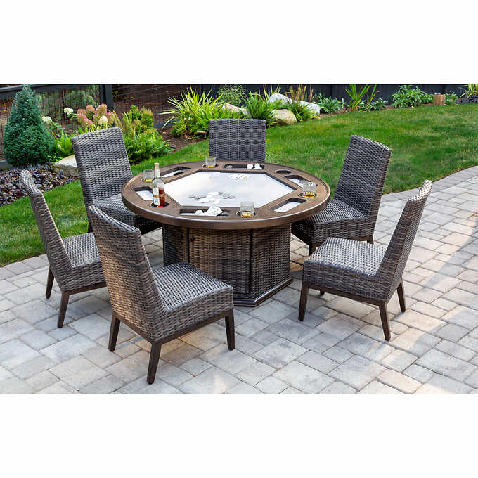 Cabrini 7 Piece Outdoor Patio Dining & Poker Set