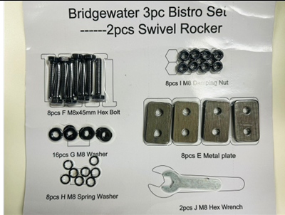 Bridgewater 3 Piece Bistro Set-Hardware