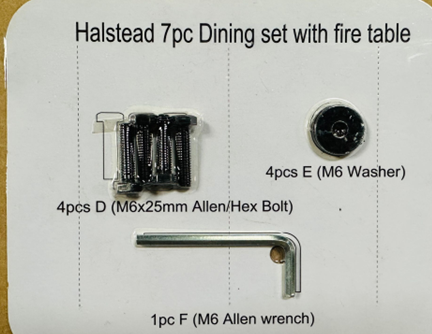 Halstead 7pc/6pc Dining Set With Fire Pit Table - Table Hardware