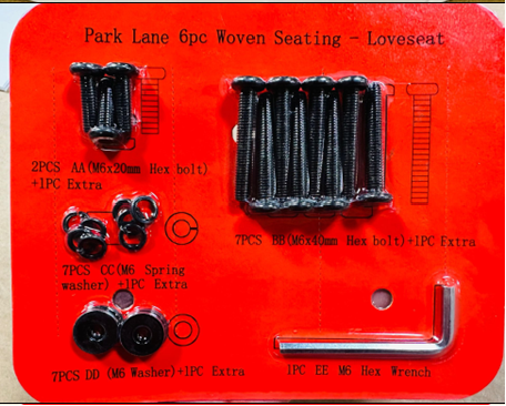 Park Lane 6 Piece Seating Set - Hardware