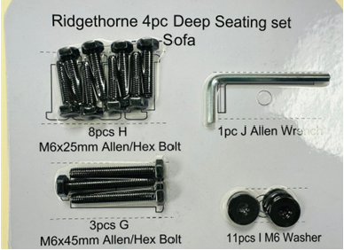 Ridgethorne 4 Piece Deep Seating Set - Hardware