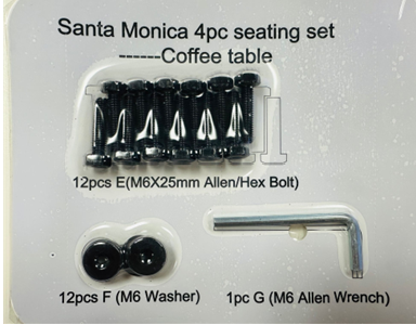 Santa Monica 4 Piece Seating Set - Coffee Table Hardware